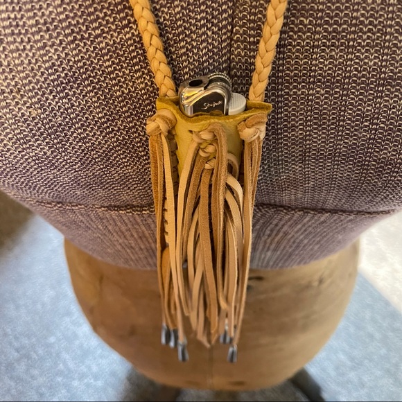 HANDMADE Deerskin Tan Leather Firekeeper Lighter Holder Necklace - Picture 4 of 7